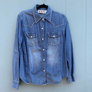 Keren Hart Denim and Rhinestone Western Shirt